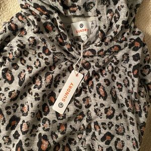 Sundry Leopard Draped Hoodie